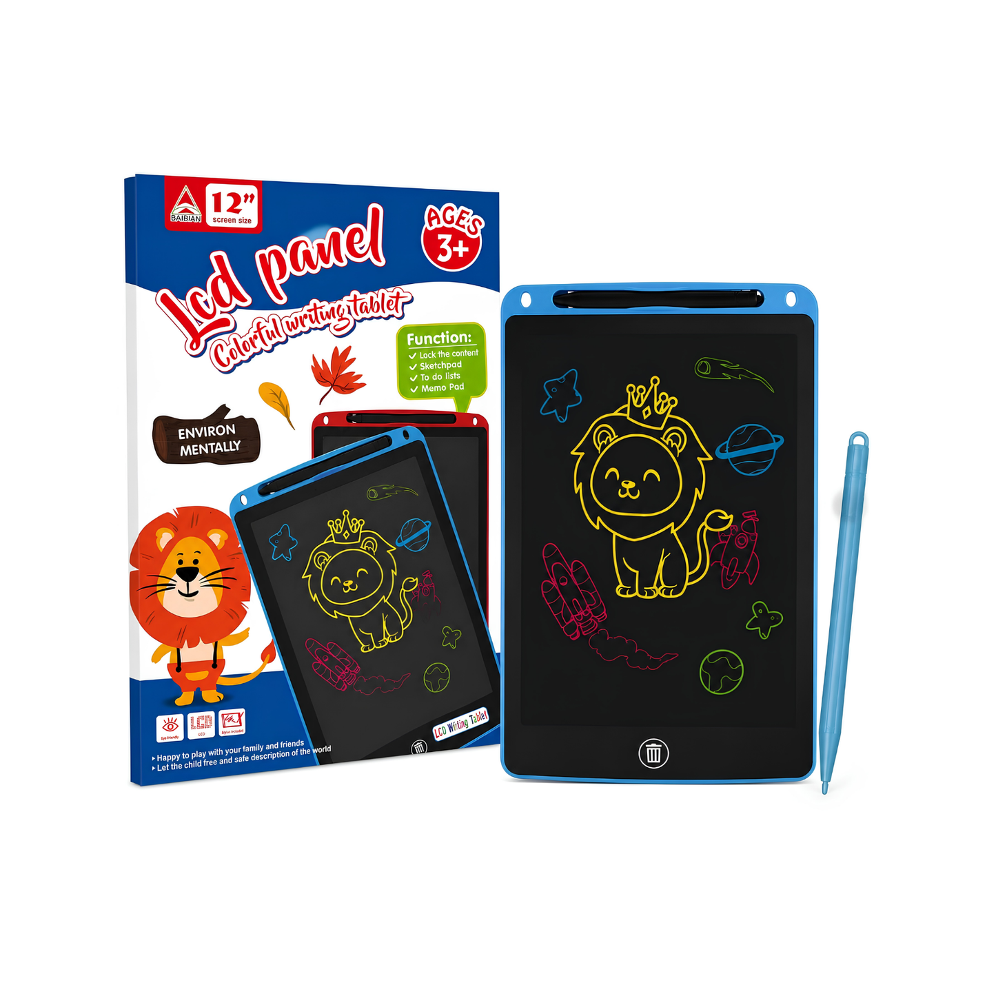 10-inch Colorful LCD Writing Tablet – Portable Electronic Sketchpad & Memo Pad for Kids (Ages 3+)
