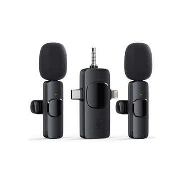 3 in 1 Wireless Microphone for iPhone, Android, Camera, USB-C, Mini Noise-Cancelling Lavalier Microphone