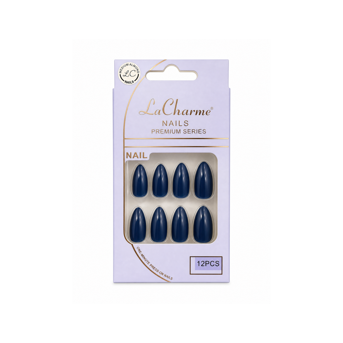 La Charme press on nails Dark Navy Blue 12pcs