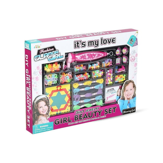 DYI Girl beauty set Fashion Glamor Girl 3-In-1 Jewelry Beauty Set - Multi Color