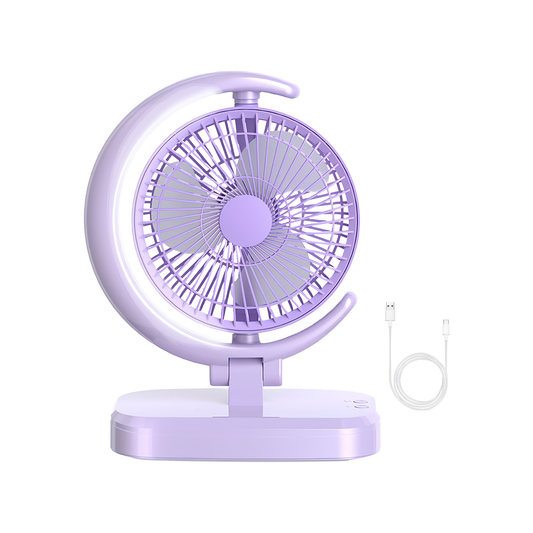 Small Fan for Desk, USB Desk Fan Air Circulator Fan Speeds with Light For Kids/Personal