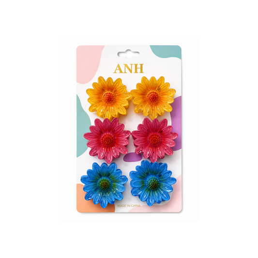 Sunflower Hair Clips, Daisy Flower Hair Accessories, Multicolor Pack of 6