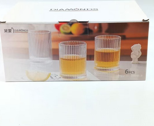 Short Ribbed Glass Set 6pc 300ml