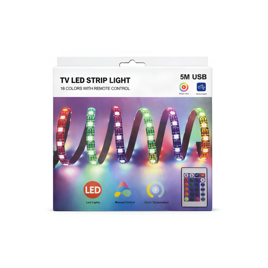 TV LED strip light packaging with colorful LED strip 5M