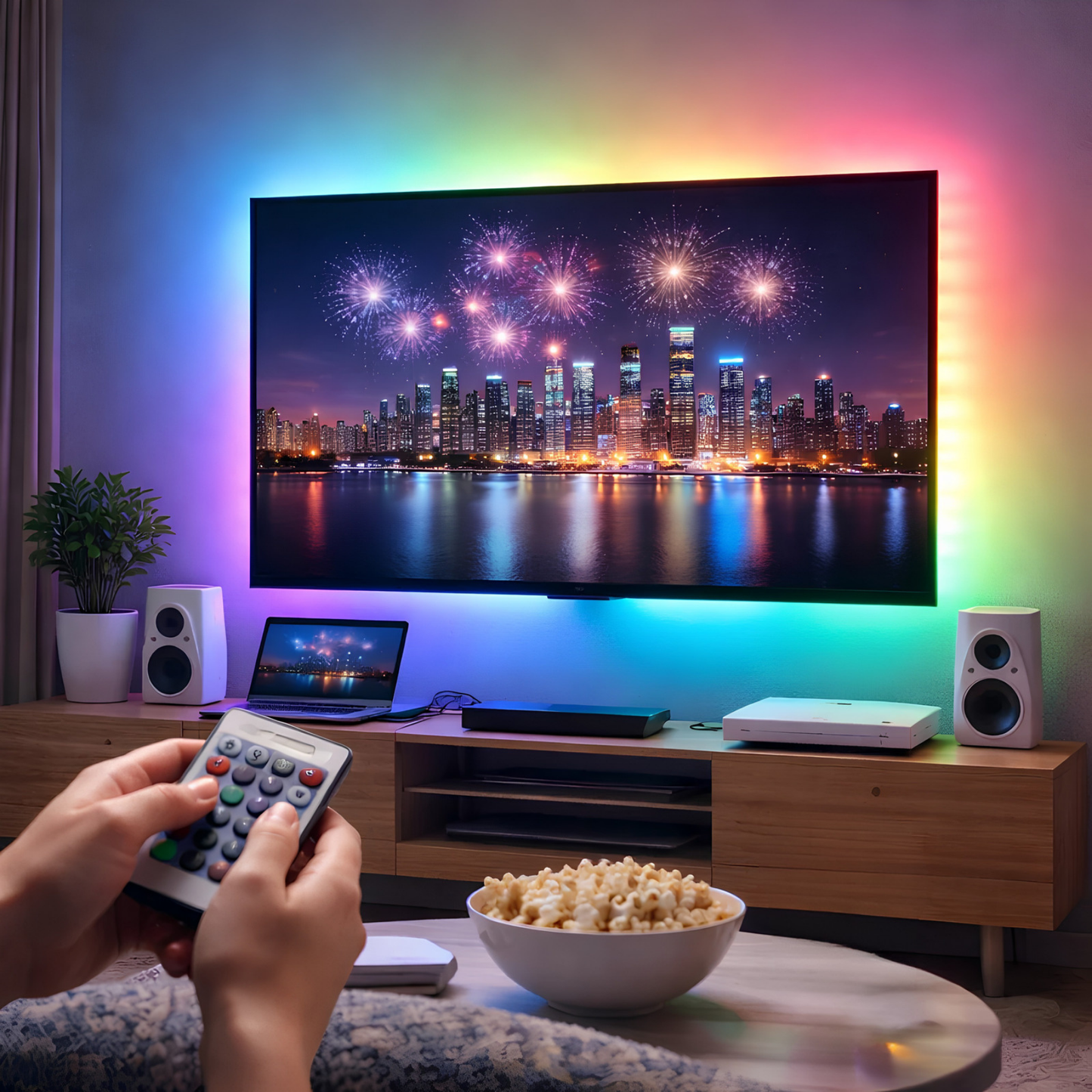 TV LED strip light packaging with colorful LED strip 5M