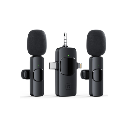 3 in 1 Wireless Microphone for iPhone, Android, Camera, USB-C, Mini Noise-Cancelling Lavalier Microphone