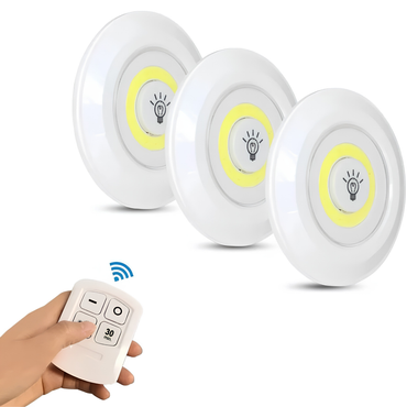 Set of 3 Wireless Adjustable LED Brightness Lights with Remote Control