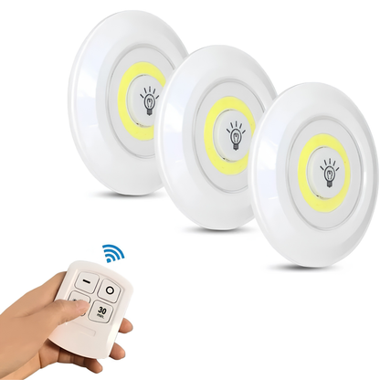 Set of 3 Wireless Adjustable LED Brightness Lights with Remote Control