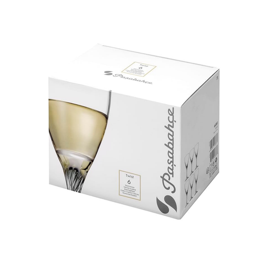 Pasabahce Twist Glass Wine/Liquote Stem Glass 180 ml 6 Pcs Set (White Wine)
