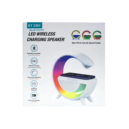 Led Wireless Ambient Lighting Speaker 5 in 1 Music Ringtone Smart  Lamp Wireless Charging Seven Color Selections Alarm Clock FM Radio