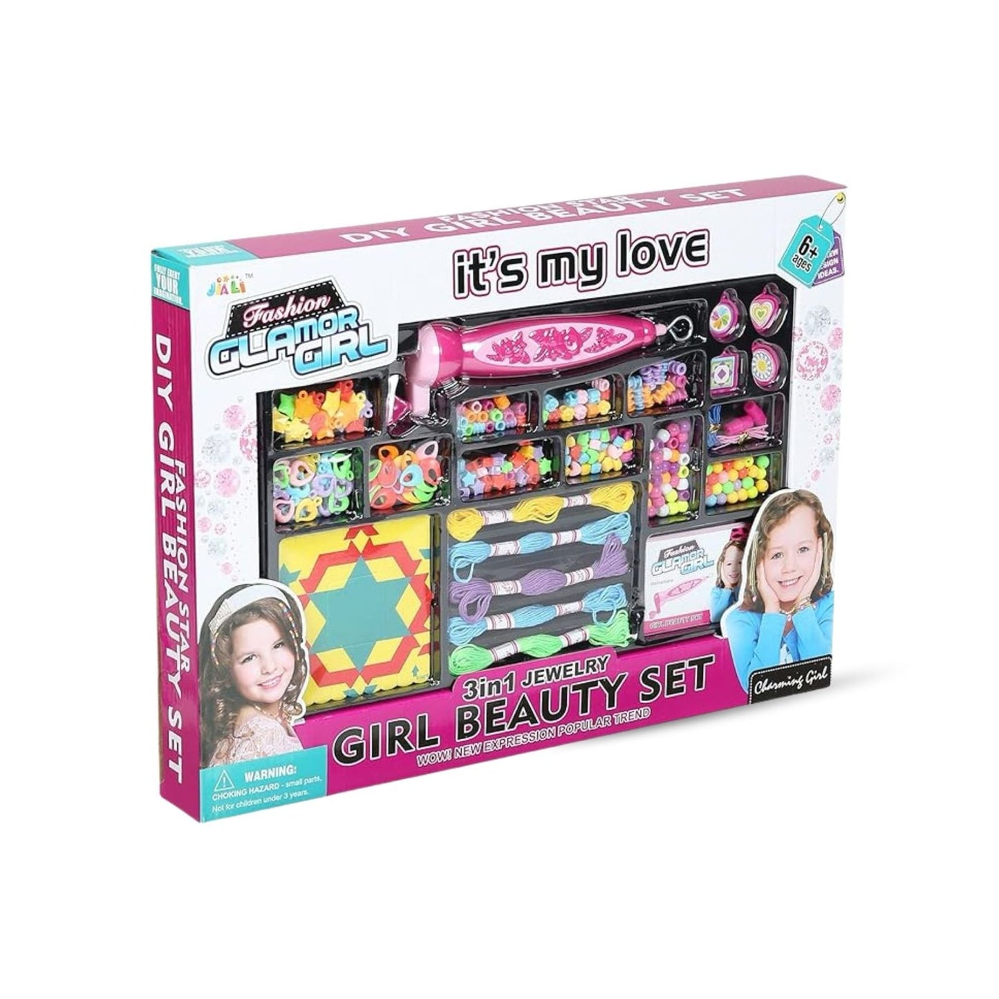 DYI Girl beauty set Fashion Glamor Girl 3-In-1 Jewelry Beauty Set - Multi Color