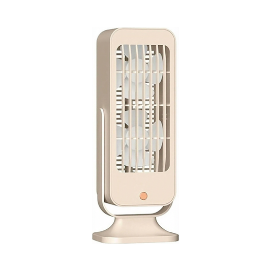 Double Blade Desktop Cooler Electric Fan in a beige color