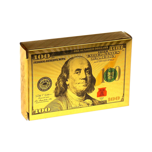 24K Gold Foil Playing Cards 100 dollar bill design