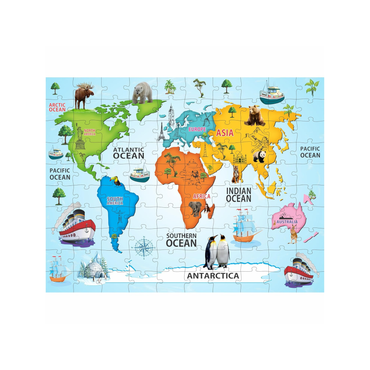 Ankit Toys & Games Continents and Oceans Explore the World: 100-Piece Jigsaw Puzzles for Kids Ages 6+, Educational and Engaging Geography Puzzle