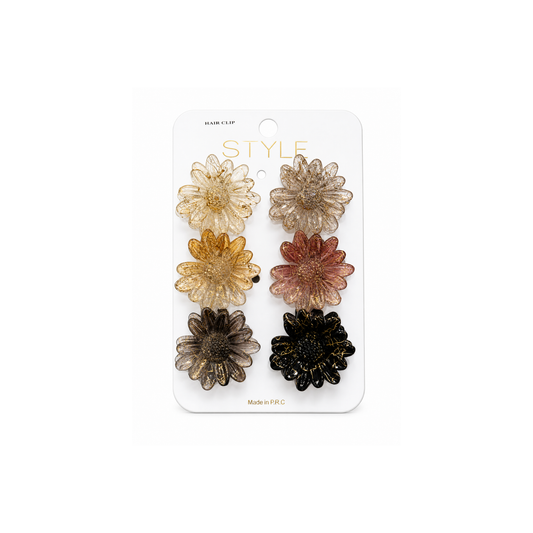 Korean style,Flower Shape Hair Clutcher for Women & Girls,Transparent,Strong Hold, Hair Accessories, Multicolor Pack of 6