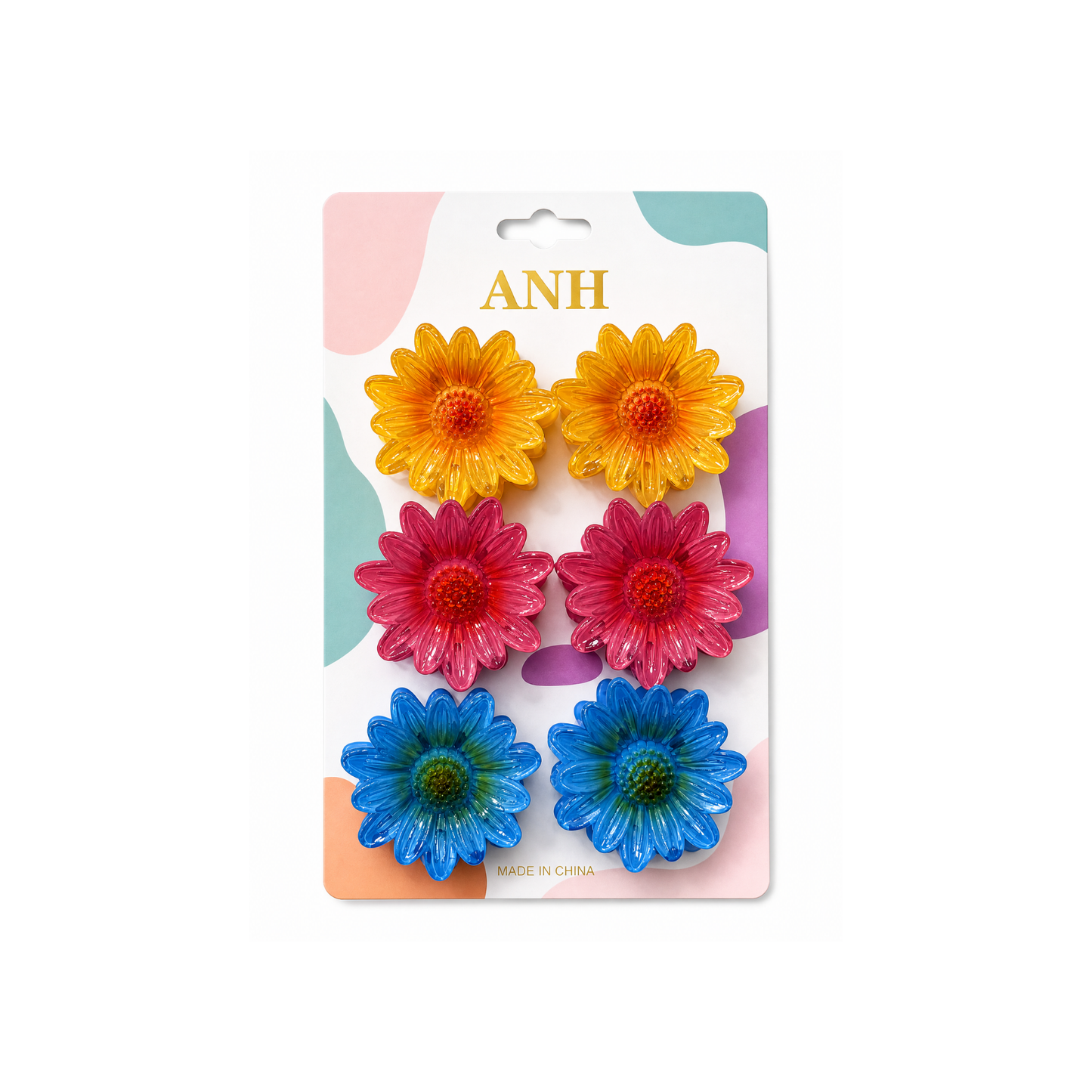 Sunflower Hair Clips, Daisy Flower Hair Accessories, Multicolor Pack of 6