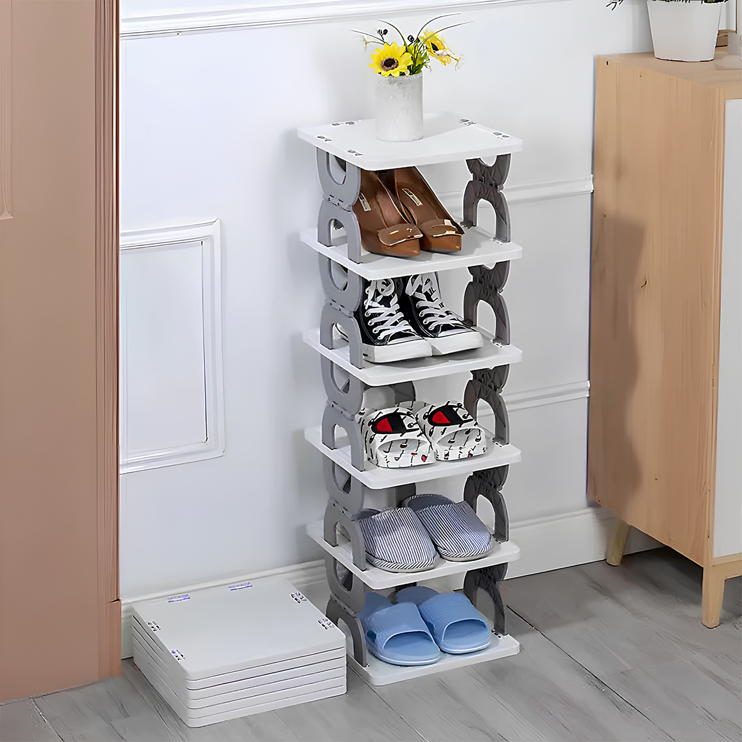 Foldable Shoe Rack, Collapsible Shoe Rack, 6-Tier