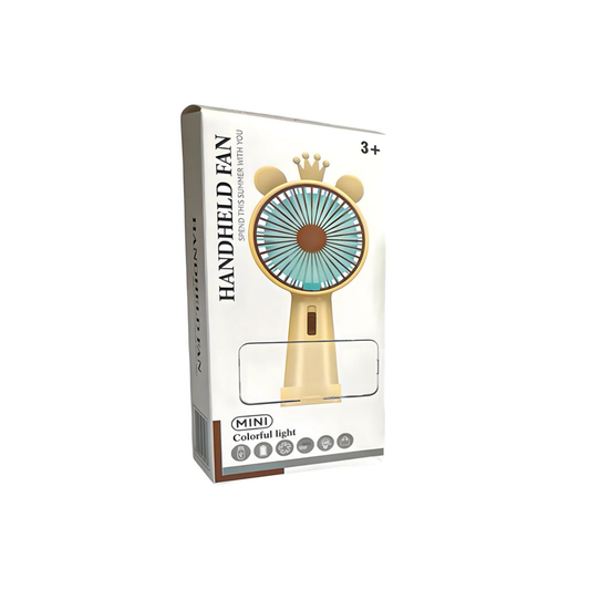 Handheld mini fan with a crown on top
