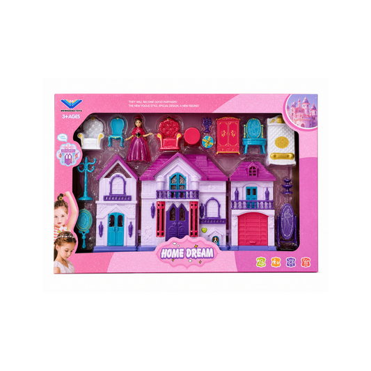 Family Doll House Play Set With Furniture For Kids