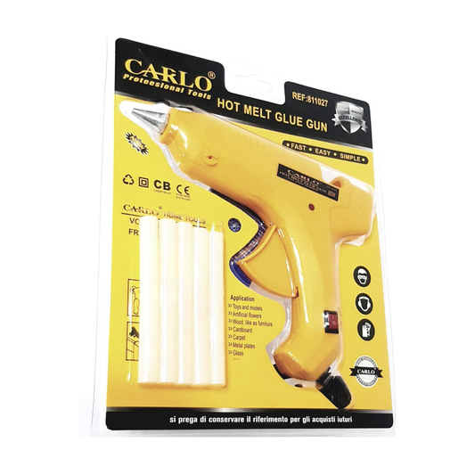 CARLO Professional Hot Melt Glue Gun with 5 Pieces Glue Stick - 60W