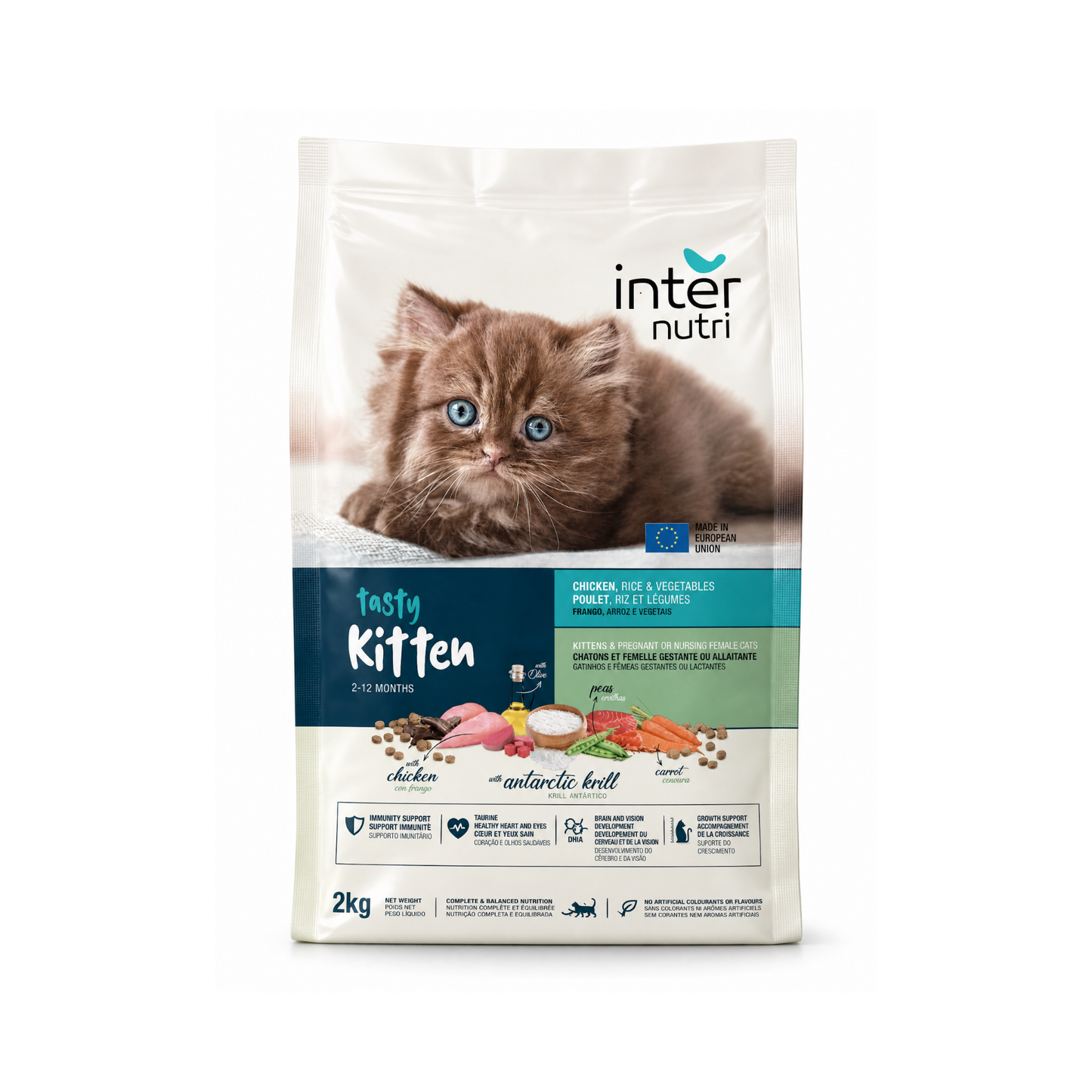 InterNutri Tasty Kitten Food, Chicken with Antarctic Krill, 2kg, For Ages 2-12 Months