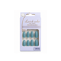 Medium Almond Press-On Nails in a blue glossy solid shade