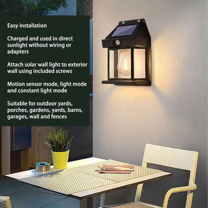 Solar Tungsten Wire Wall Light, Easy To Install 3 Modes Exterior Lighting Fixtures Wall Mount with Screws for Yards