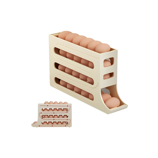 Egg Holder for Refrigerator, 4 Tiers Automatic Rolling Egg Container for Fridge, Large Capacity, Egg Holder for 30 Eggs, Fridge Organiser for Egg Storage