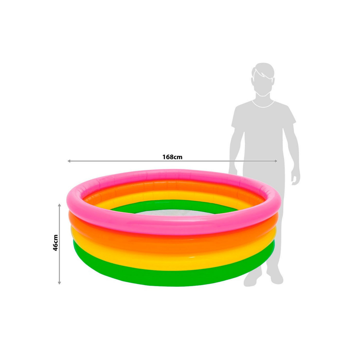 Sunset Glow inflatable 4-ring round kiddie pool with a multicolored design