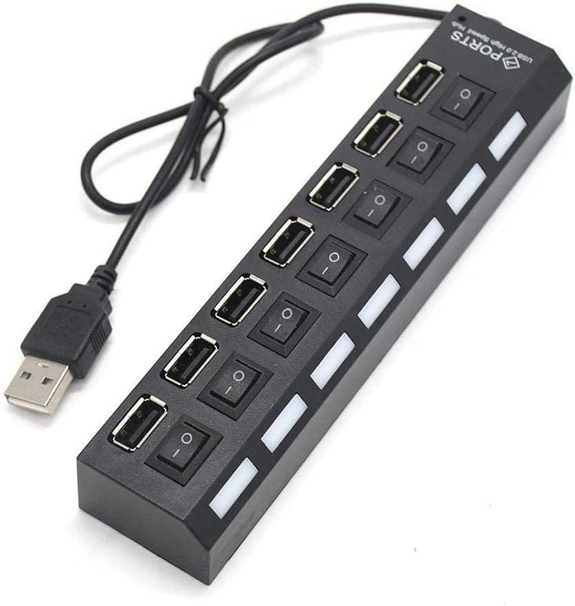 USB 2.0 hub Multi-Port USB Splitter high-Speed 7-Port Extender 2.0 USB hub Power Supply Multiple HUB Splitter with Switch