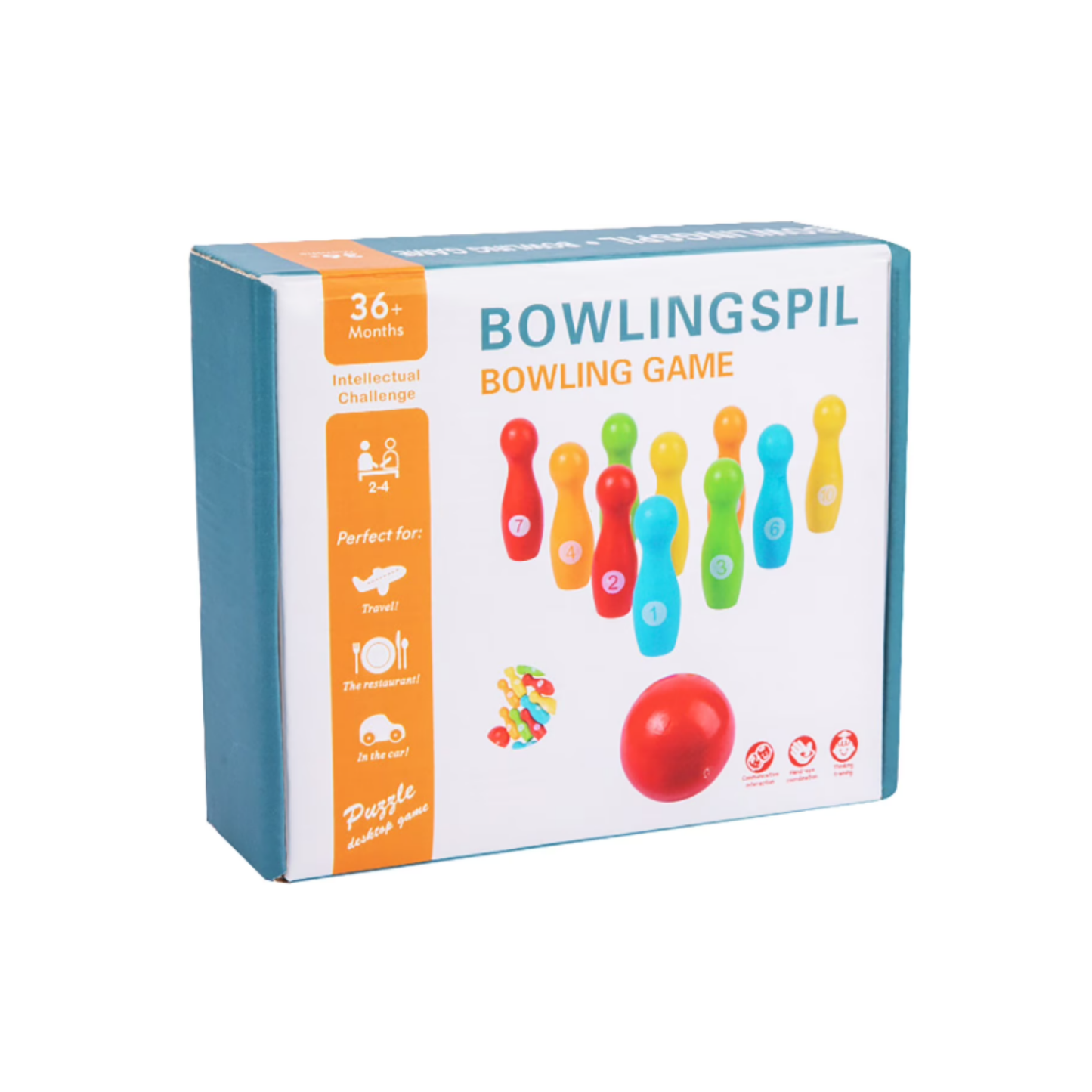 Kids Wooden Bowling Game is a travel-friendly