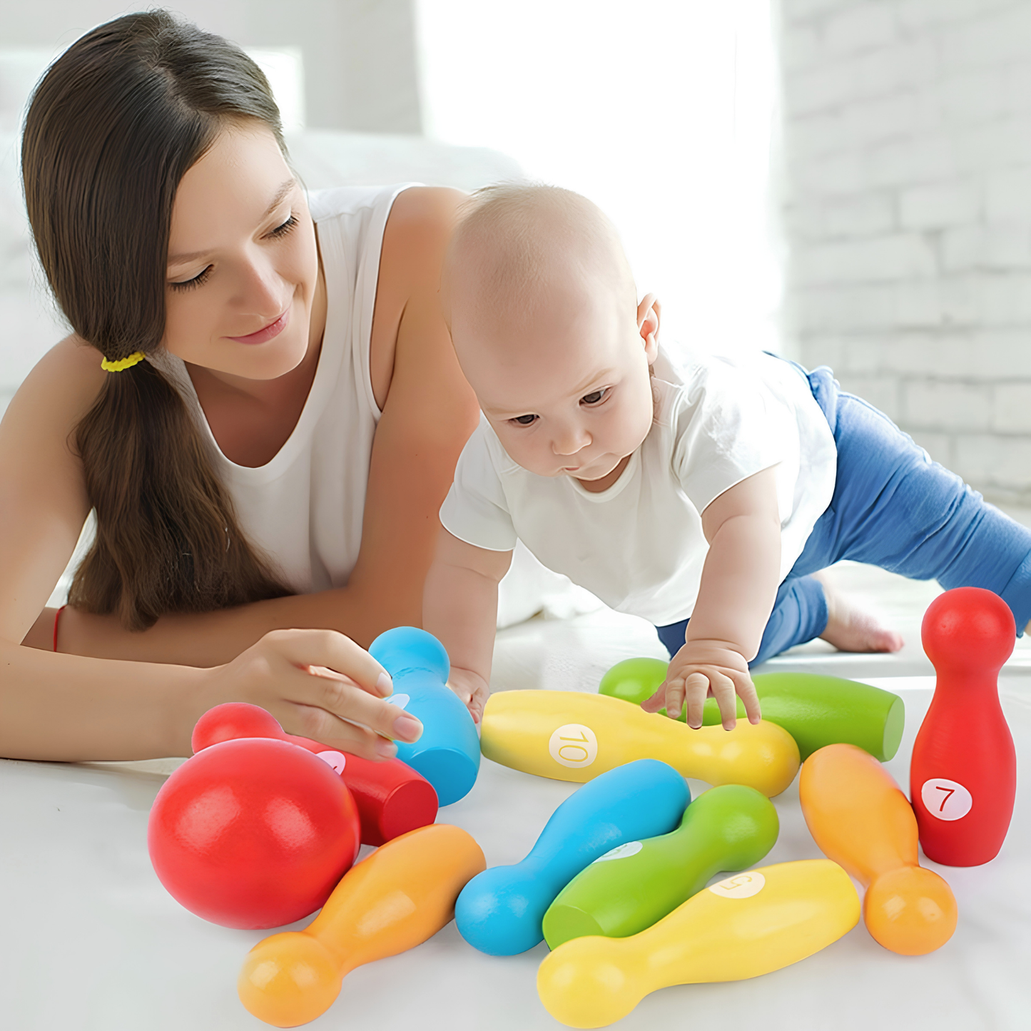 Kids Wooden Bowling Game is a travel-friendly