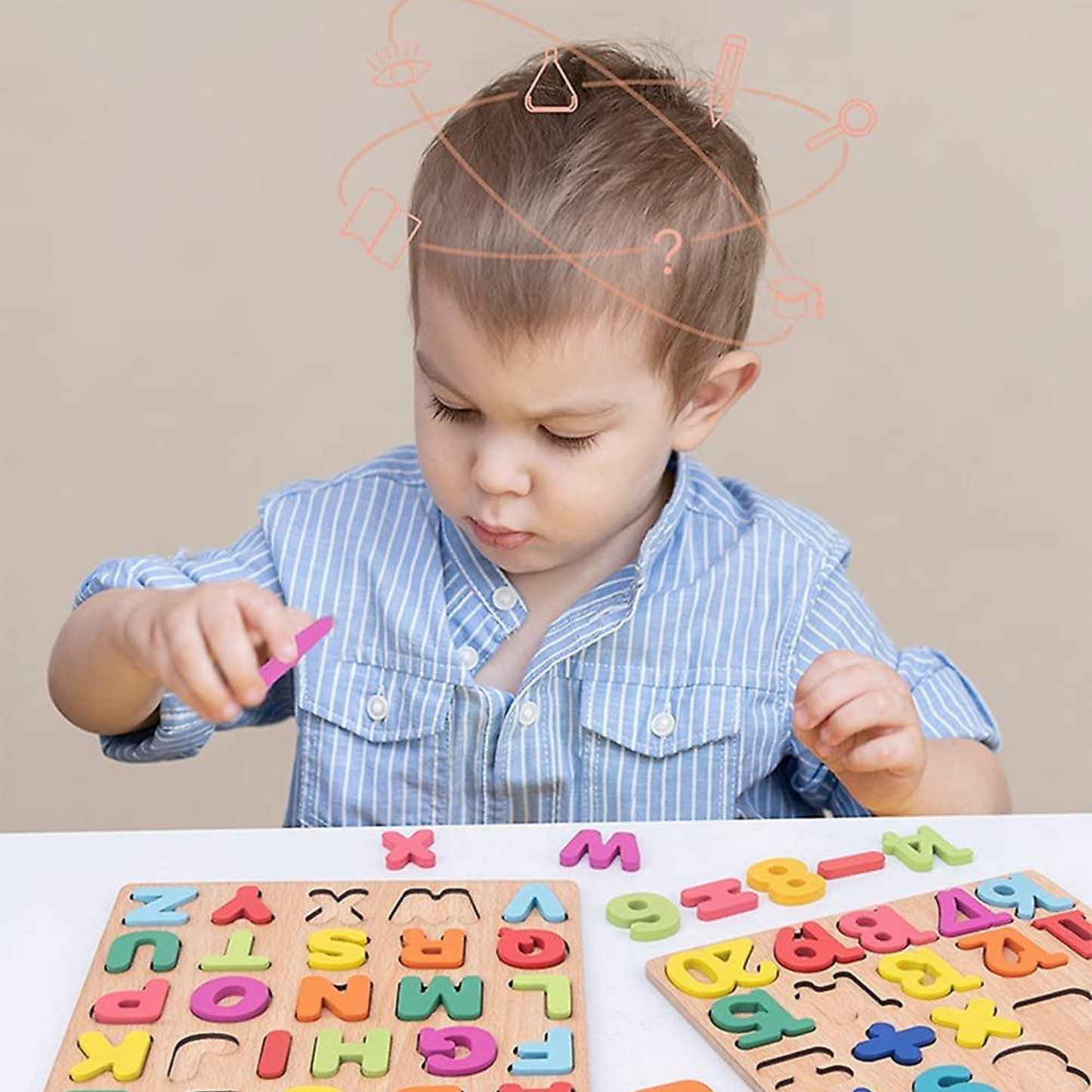 Wooden Puzzle for Toddlers, Alphabet and Number Puzzle, Preschool Educational Learning Toys